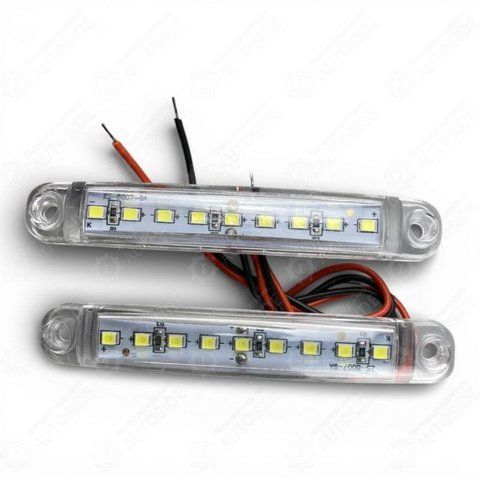 Габаритний вогонь Лед білий 2шт. 24В, IP67, 9 діодів SMD з кріплення 100х15х10мм. AS10028407 фото