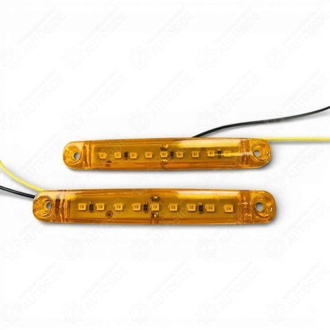 Габаритний вогонь Лед жовтий 2шт. 24В, IP67, 9 діодів SMD з кріплення 100х15х10мм. AS10028404 фото