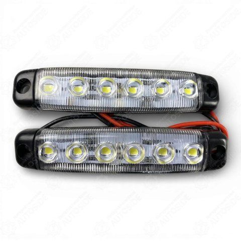 Габаритний вогонь LED білий 2шт. 24В, IP67, 6 діодів з лінзою та кріпленням AS10028418 фото