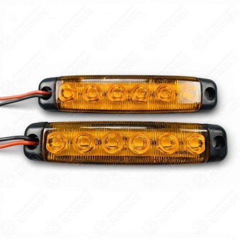 Габаритний вогонь LED жовтий 2шт. 24В, IP67, 6 діодів з лінзою та кріпленням AS10028416 фото